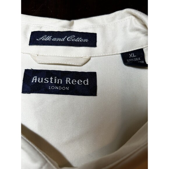 Austin Reed London Light Yellow Silk/Cotton Blend Short Sleeve Button Down XL - Picture 3 of 4